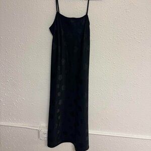 Black Satin Floral Dress